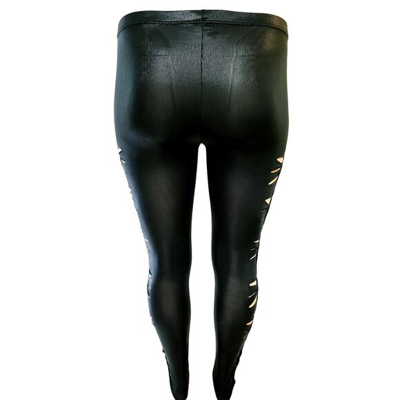 CHEEKY LEGS - XL/2XL - Junior/Women Super Sexy Cut Black Weaved Leggings, Fun - Picture 4 of 6